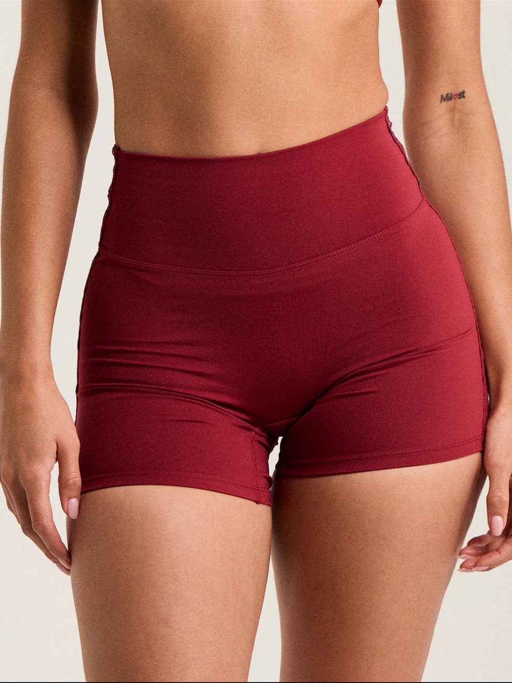 Klassy Network High-Waist Burgundy Bike Shorts